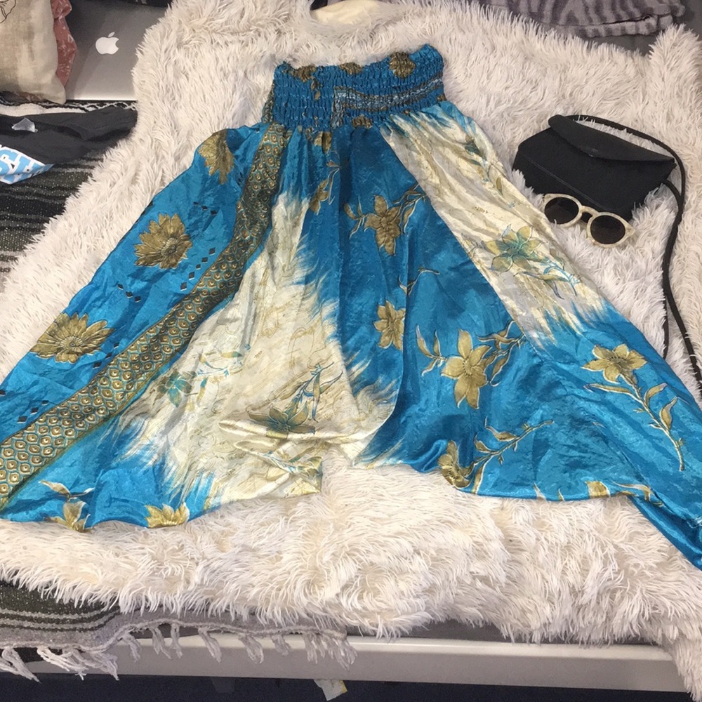 Silk sunflower harem pants